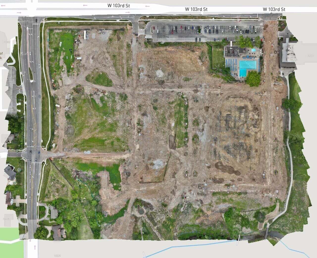 Overhead shot of land clearing